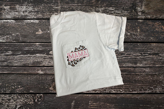 Mama Leopard Comfort Color Pocket T-shirt
