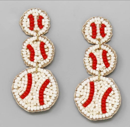 Triple Baseball Earrings